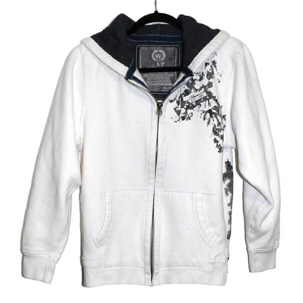 BAC Mountain Apparel Colorado white & gray full zip hoodie sweatshirt men's S